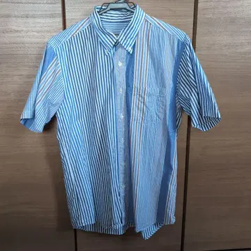 SOPH. 코튼 100% 반팔 셔츠 L 블루 계열 스트라이프