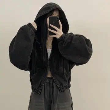 2WAY 오버핏 후드 데님 자켓