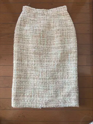 마이 스트라다 MYSTRADA 베이지 계열 트위드 타이트 스커트 36