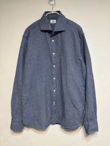 BEAMS HEART 네이비 계열 체크 무늬 긴팔 셔츠