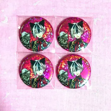 악마 집사와 검은 고양이 아쿠네코 난자타운 홀로그램 캔뱃지 벨리안 세트