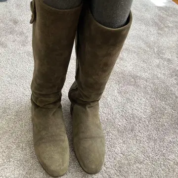 지미 추 올리브 그린 스웨이드 롱 부츠 38.5