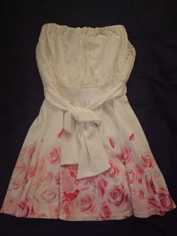 MARS 베어 원피스 꽃무늬 스트랩리스