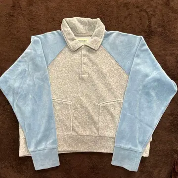 BEAMS BOY 폴로 셔츠 스타일 트레이닝복 그레이/블루