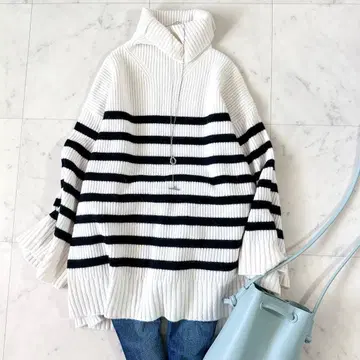 새상품급 정가 2.9만 개럴개런트 터틀넥 보더 니트 알파카 혼방