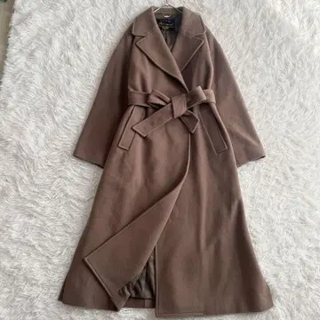 이에나 SUPER100 멜톤 빅 라펠 코트 루즈 롱 A 라인