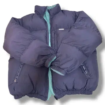 리버서블 다운 자켓 L 네이비 그린