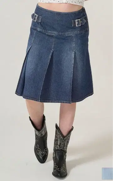 완판템! TINA: JOJUN S 사이즈 데님 플리츠 스커트 데님 스커트