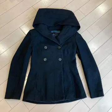 ZARA BASIC 블랙 후드 부착 자켓 S 자라 코트 블랙