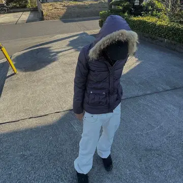 퍼 후드 다운 자켓 y2k 시크 스타일 archive 보라색 갸루 남자