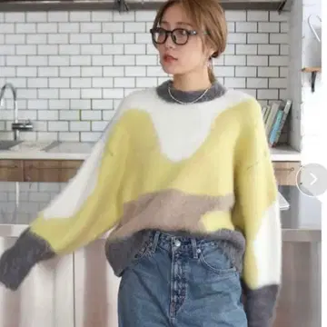 Ungrid 뉴앙스 모티브 자카드 니트*피스타치오 FREE