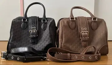 JEANASIS 자카드 모노그램 보스턴 블랙 브라운 2점