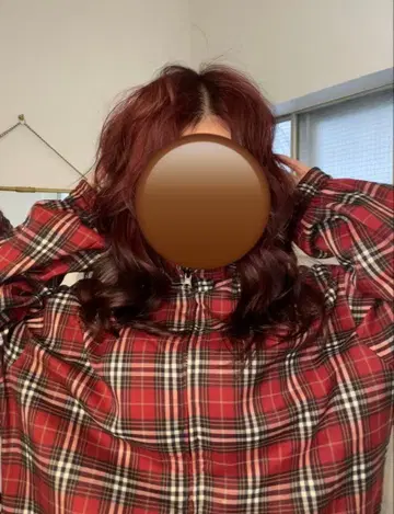 지저인 오버 사이즈 빨검 체크 자켓