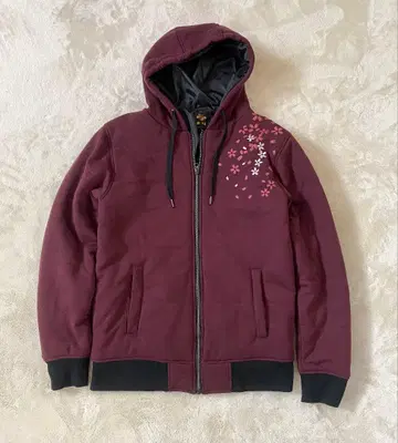 마사유키 벚꽃 자수 충전솜 집업 후드티 XL 와인 계열