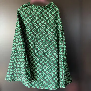 플레어 롱 스커트 그린 블랙