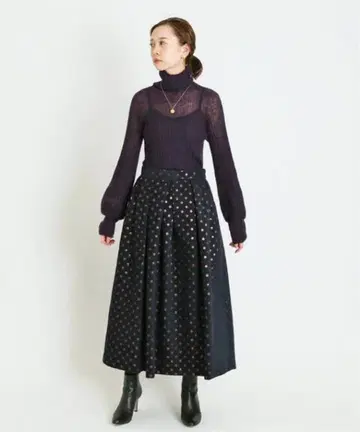 IENA LA BOUCLE 도트 자카드 턱 스커트 36