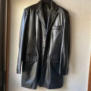 양가죽 시프스킨 레더 코트 남성용 블랙 출퇴근 포멀