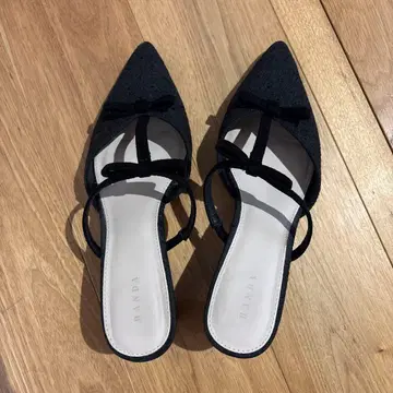 리본 T 스트랩 뮬 펌프스 그레이 L 24cm