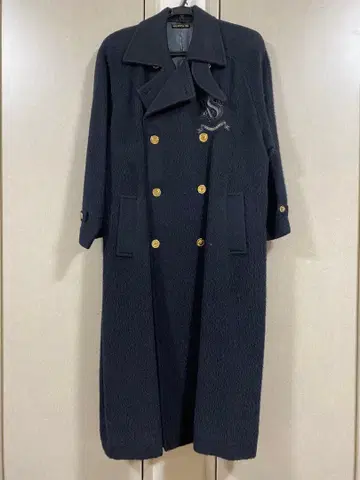 VALENZA PO 롱 코트 블랙 더블 브레스트