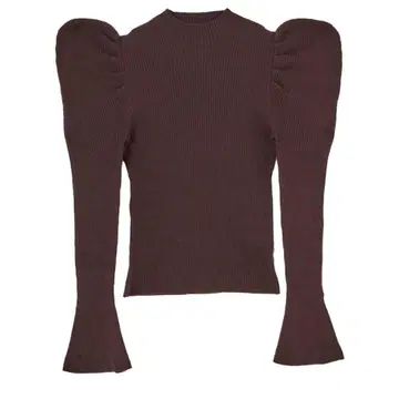 Herlipto Volume Sleeve Rib Knit Top