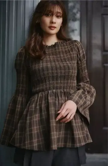 herlipto Checked Flared Peplum Top