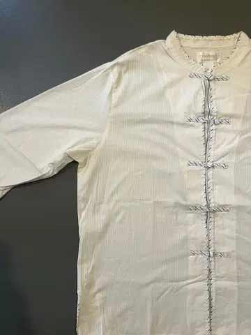 중화권 스타일 긴팔 셔츠 화이트