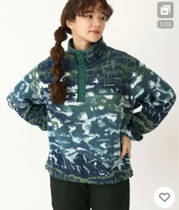 새상품 컬럼비아 헬베티아 II 프린트 크롭 하프 스냅 플리스 빔즈