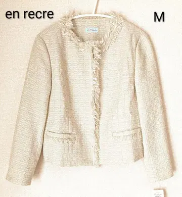 앙레클 노카라 트위드 자켓 / 베이지 M 미사용 새상품