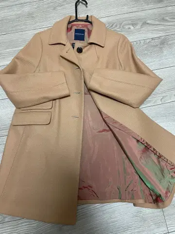 투모로우랜드 베이지 울 캐시미어 혼방 롱 코트