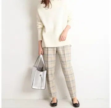 [ IENA ] 울 체크 테이퍼드 팬츠 36