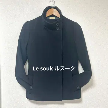 [ 새상품급 ] Le souk 루스쿠 블랙 스탠드 카라 코트 울 100