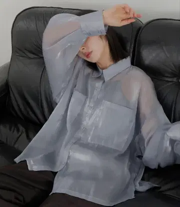 [ LIAN ] 오간자 시어 셔츠