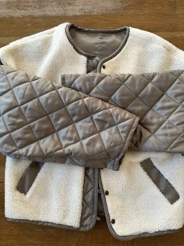 투데이풀 퀼팅 보아 리버서블 카키 자켓 사이즈 36