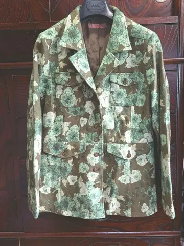 Pink House 울 플라노 장미 패턴 자켓