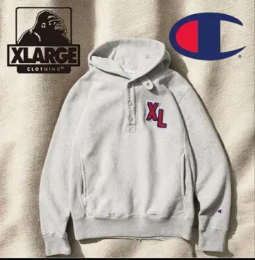Champion x XLARGE REVERSE WEAVE 그레이 후디드
