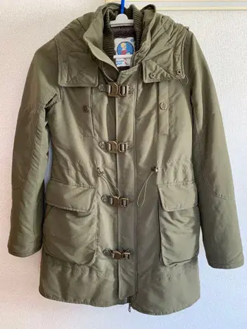 올리브 그린 후드 부착 모즈 코트 M 사이즈