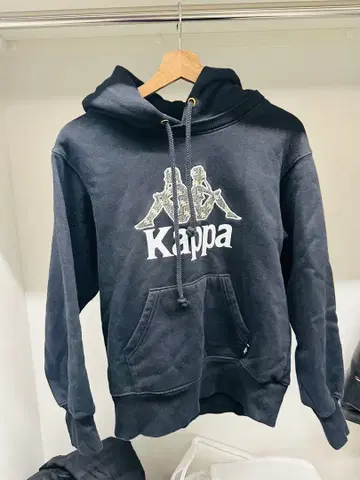 Kappa 블랙 후드 부착 맨투맨 남성/여성 불문