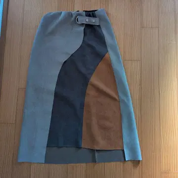 스웨이드 타이트 스커트 그레이 브라운