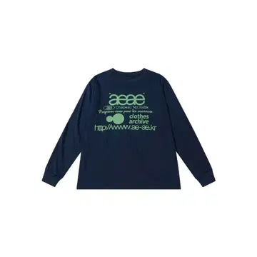 aeae 그래픽 프린트 긴팔 T셔츠 네이비