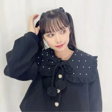 Honey Cinnamon 펄 옷깃 숏코트 블랙