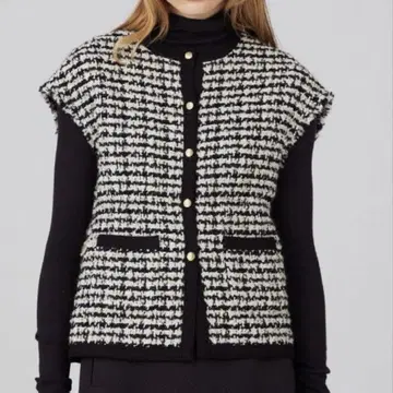 Ballsey 니트 콤비 트위드 프렌치 슬리브 베스트 투모로우랜드