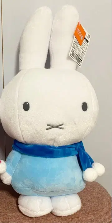 미피 특대 사이즈 봉제 인형 폼폼 머플러 파랑