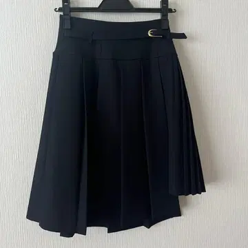 미디 비대칭 플리츠 스커트
