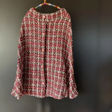 빨간색과 블랙 체크 무늬 플레어 스커트 66cm