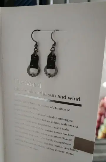 saami crafts 가죽 비즈 링 귀걸이