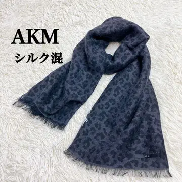 AKM 에이케이엠 실크 혼방 울 머플러 레오파드 60 x 170