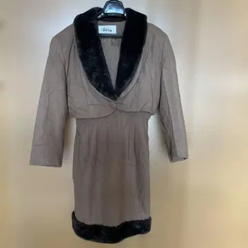 브라운 퍼 셋업 울 혼방