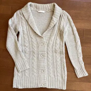 아이보리 케이블 짜임 가디건