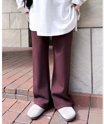 레카 속기모 세미 와이드 리브 팬츠