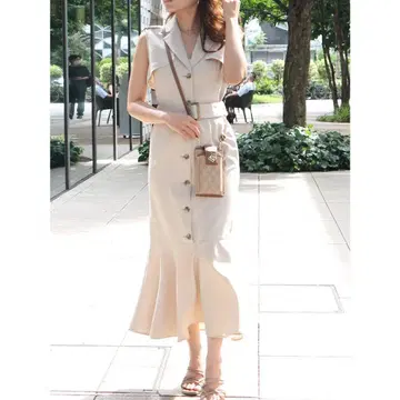 ROYAL PARTY 트렌치 머메이드 원피스 FS 베이지